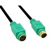(€2,45*/1m) 2.00m InLine PS/2 Anschlusskabel Stecker auf Buchse Schwarz vergoldet / grüne Stecker
