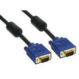 (€8,45*/1m) 2.00m InLine VGA Anschlusskabel doppelt geschirmt VGA 15pol Stecker auf VGA 15pol Stecker beige blauer Stecker / Ferritkern