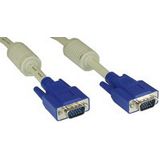 (€13,80*/1m) 0.50m InLine S-VGA Anschlusskabel doppelt geschirmt VGA 15pol Stecker auf VGA 15pol Stecker beige blauer Stecker / Ferritkern