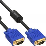 (€7,90*/1m) 1.00m InLine S-VGA Anschlusskabel doppelt geschirmt VGA 15pol Stecker auf VGA 15pol Stecker Schwarz blauer Stecker / Ferritkern