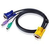 (€6,06*/1m) 1.80m ATEN Technology KVM Anschlusskabel VGA 15pol Stecker + 2xPS2 Stecker auf SPHD 15pol Stecker Schwarz flach