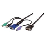 (€4,94*/1m) 1.80m Digitus KVM Anschlusskabel VGA 15pol Stecker + 2xPS2 Stecker + USB A Stecker auf VGA 15pol Buchse Schwarz